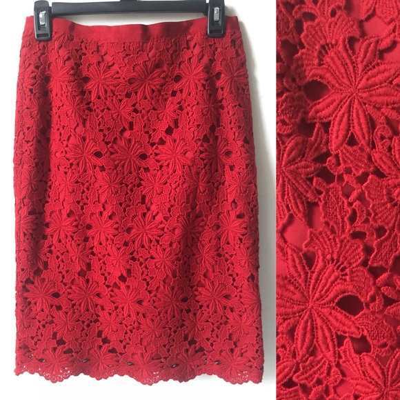 New dark red lace pencil skirt - Picture 1 of 7